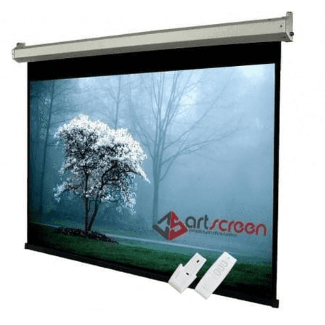 AV-Screen MOTORLU 300x225  PERDE + KUMANDA - Görsel 1