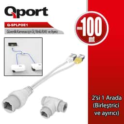 Q-PORT POE SPLITTER 2 in 1 Ağ Konnektörü + 3 Yollu RJ45 Konnektörü (Q-SPLPOE1) - Küçük Görsel 1