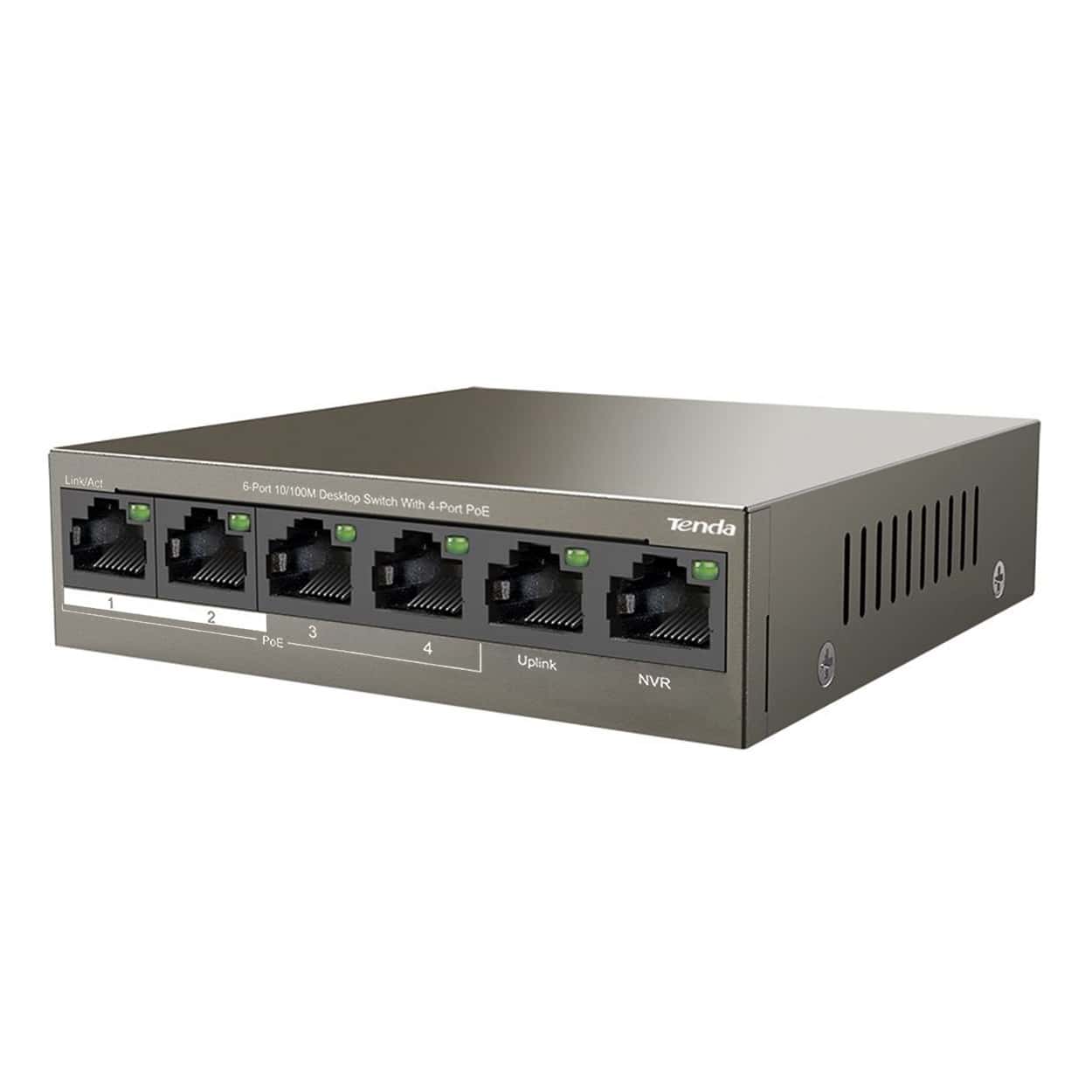 TENDA TEF1106P-4-63W 4FE PoE Port (63W), 2FE Uplink Desktop Switch - Görsel 1