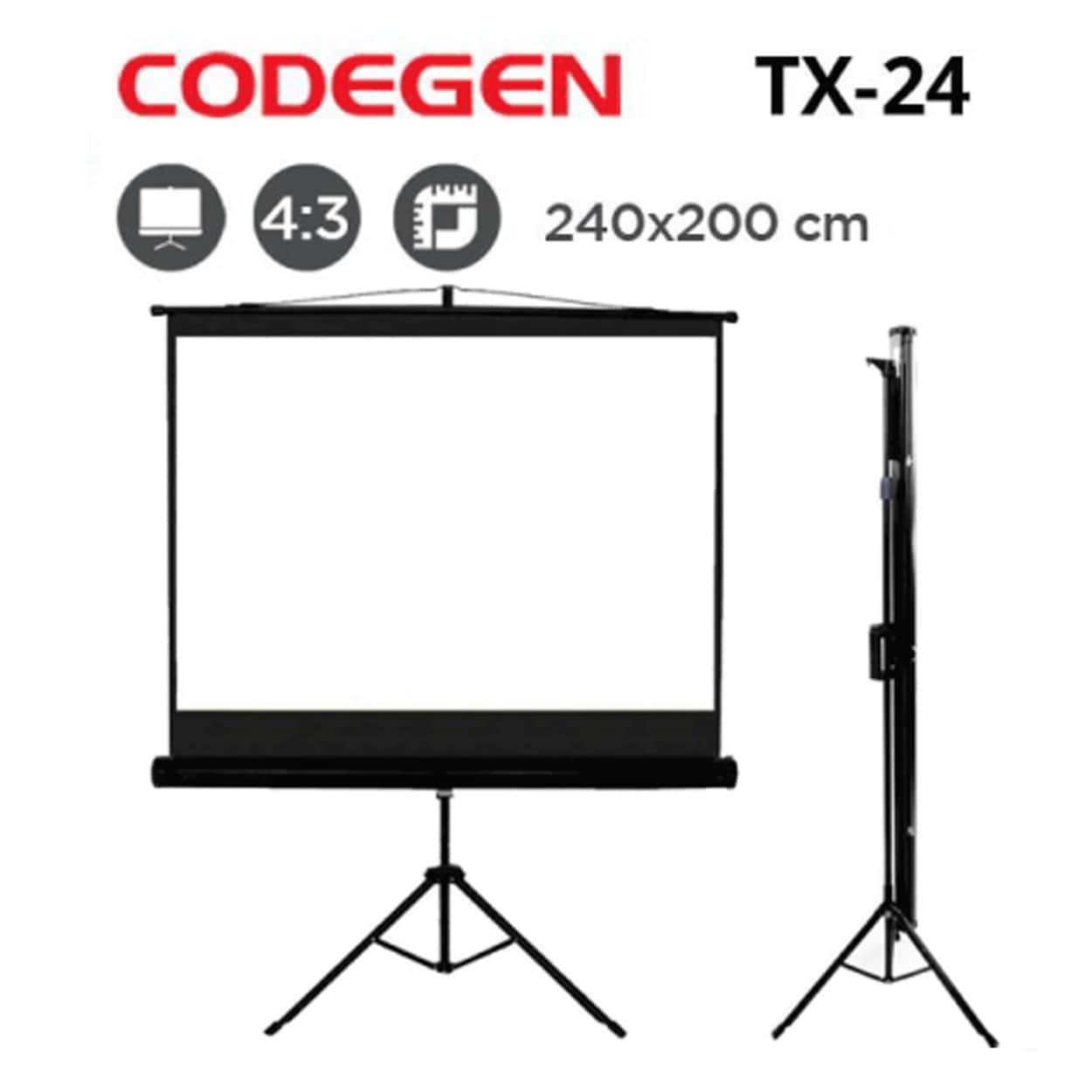 CODEGEN TX-24 AYAKLI (Tripod) 240X200 Projeksiyon Perdesi - Görsel 1