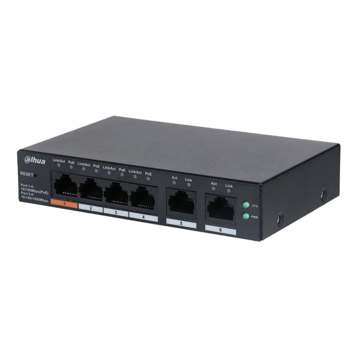 DAHUA CS4006-4ET-60 4FE PoE Port (60W), 2GE Uplink Cloud Managed Switch - Görsel 1
