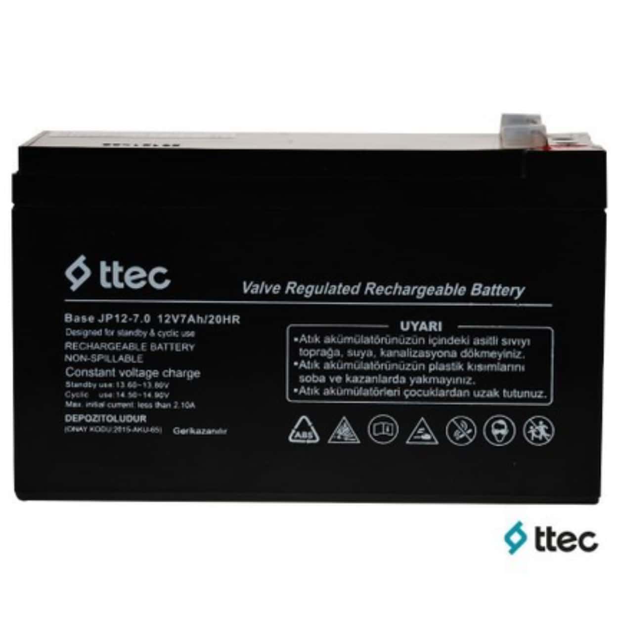 TTEC Base 7AH 12v Kuru Tip Güvenlik Aküsü - Görsel 1
