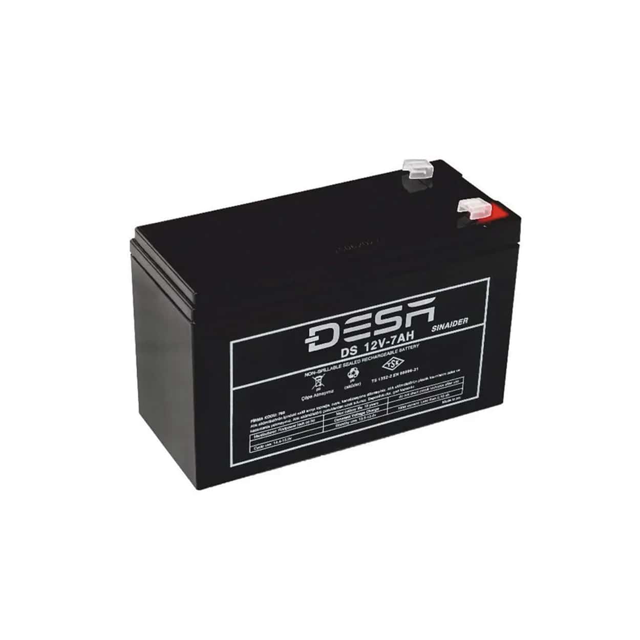 DESA 7AH 12v Alarm Paneli için  TSE'li Akü (10 Yıl Ömür Beklentili) - Görsel 1